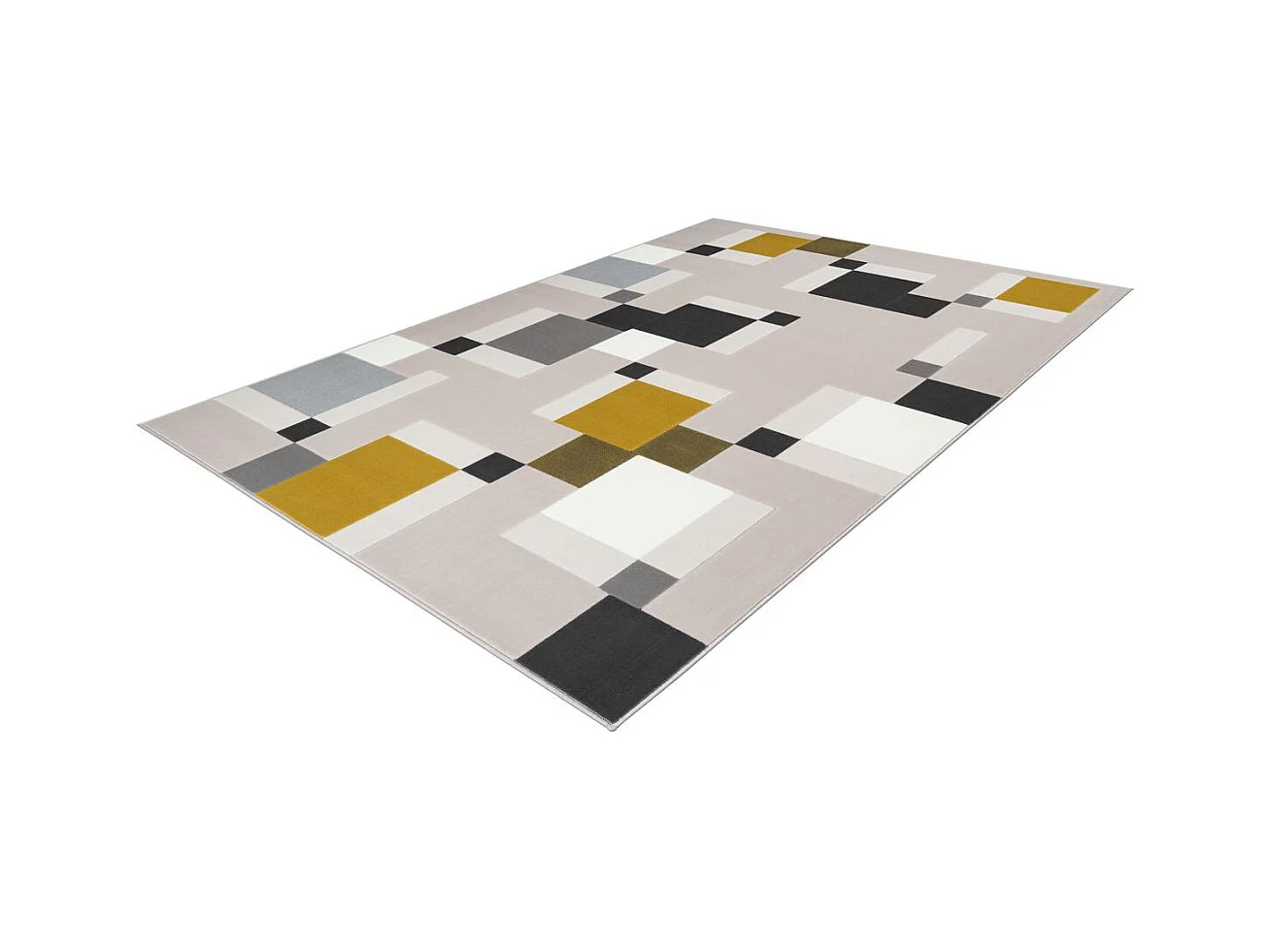 Tapis Géométrique à Poils Courts "Esperanto II" Crème & Vert 120 x 170 cm