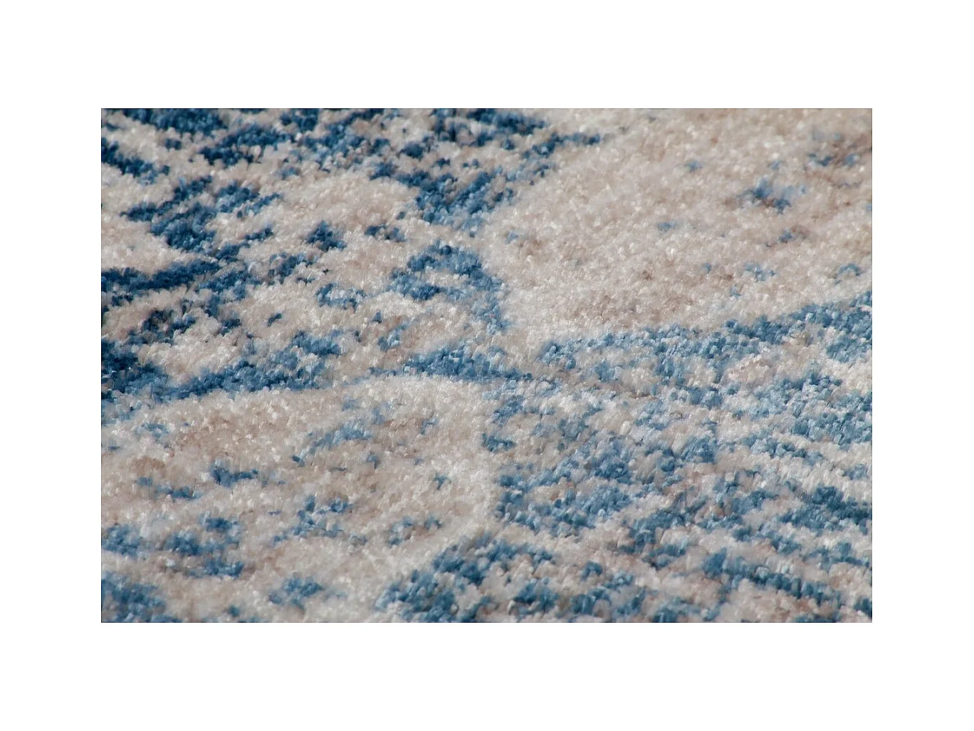 Tapis Imprimé Tissé à la Main "Antigua" Crème & Bleu 200 x 290 cm