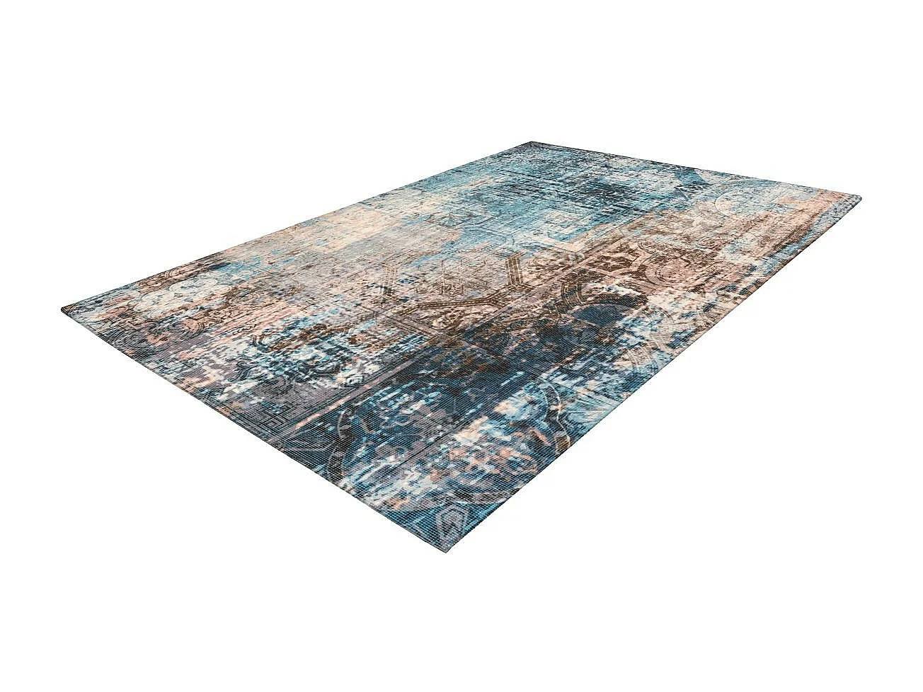 Tapis Vintage à Poils Courts "Indiana III" Bleu 160 x 230 cm