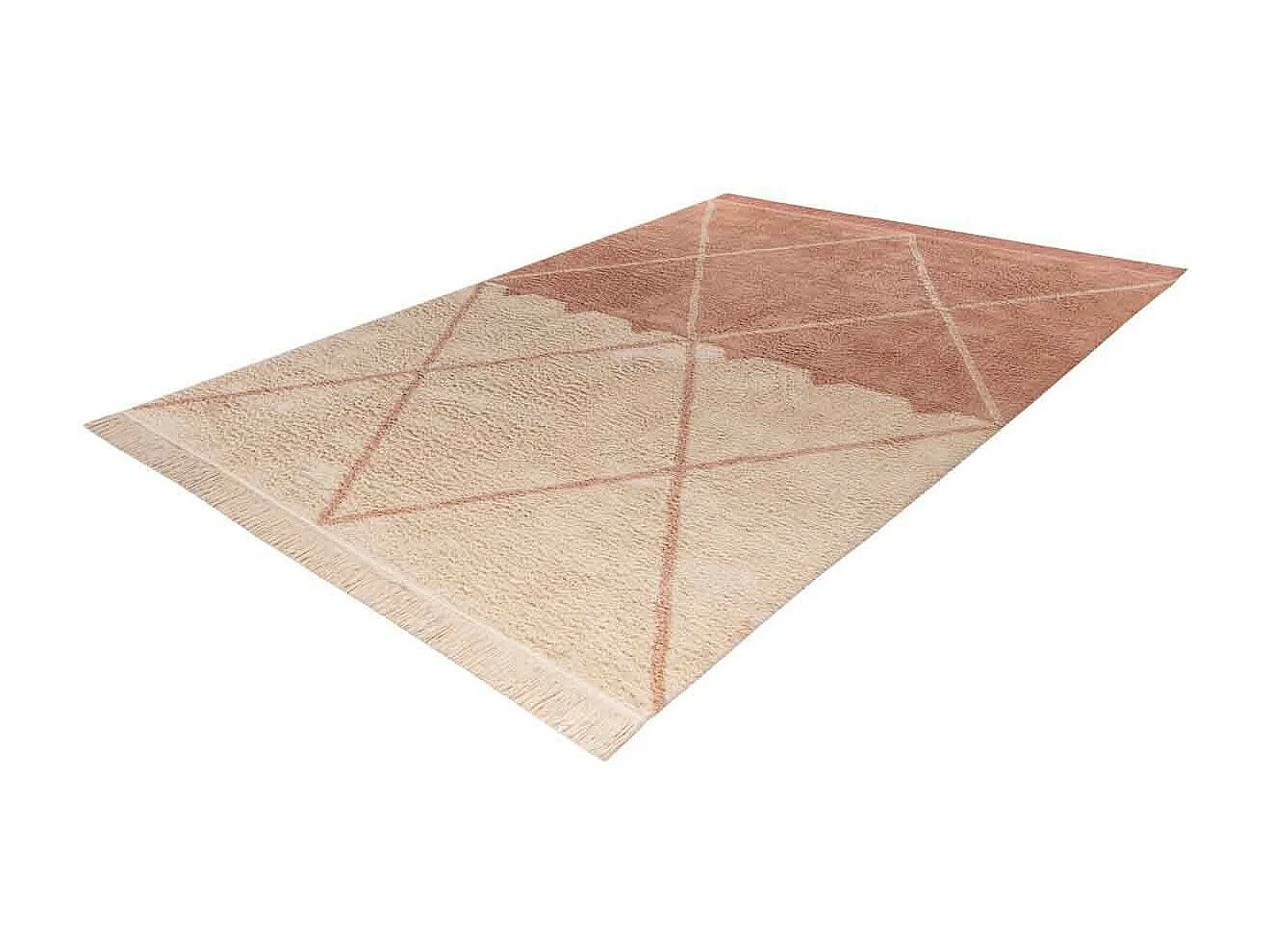Tapis Tufté à la Main Ethnique "Mylen II" Beige & Rose 120 x 170 cm