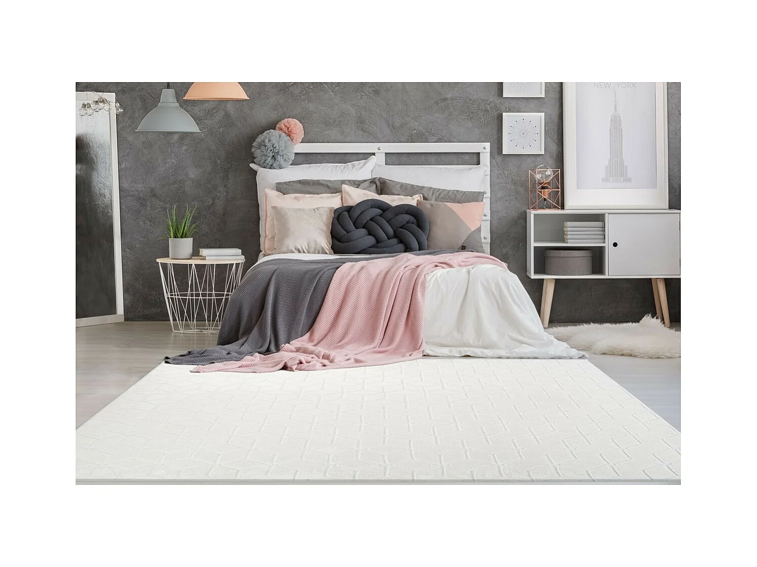 Tapis Shaggy Effet 3D "Vivica" Blanc 160 x 230 cm
