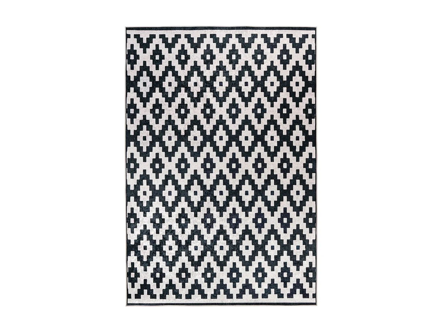 Tapis Géométrique à Poils Courts "Sally" Noir & Blanc 120 x 170 cm