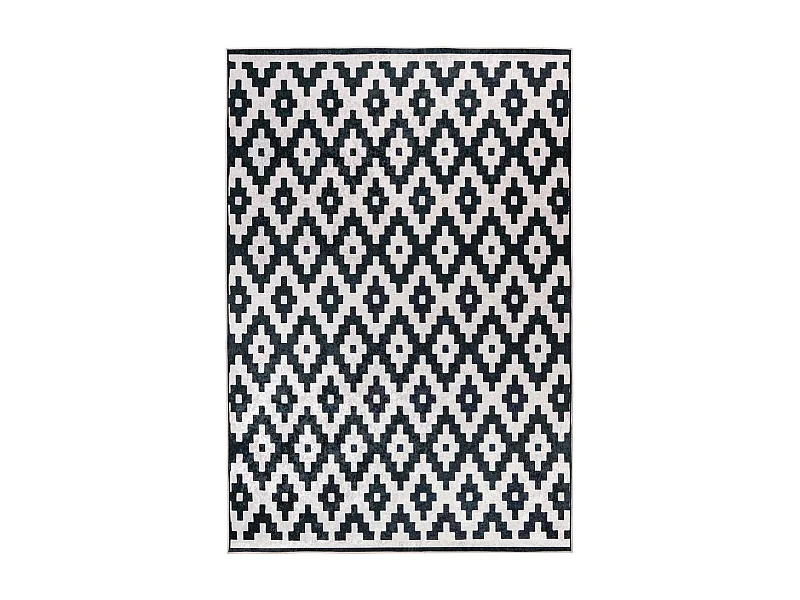 Tapis Géométrique à Poils Courts "Sally" Noir & Blanc 120 x 170 cm