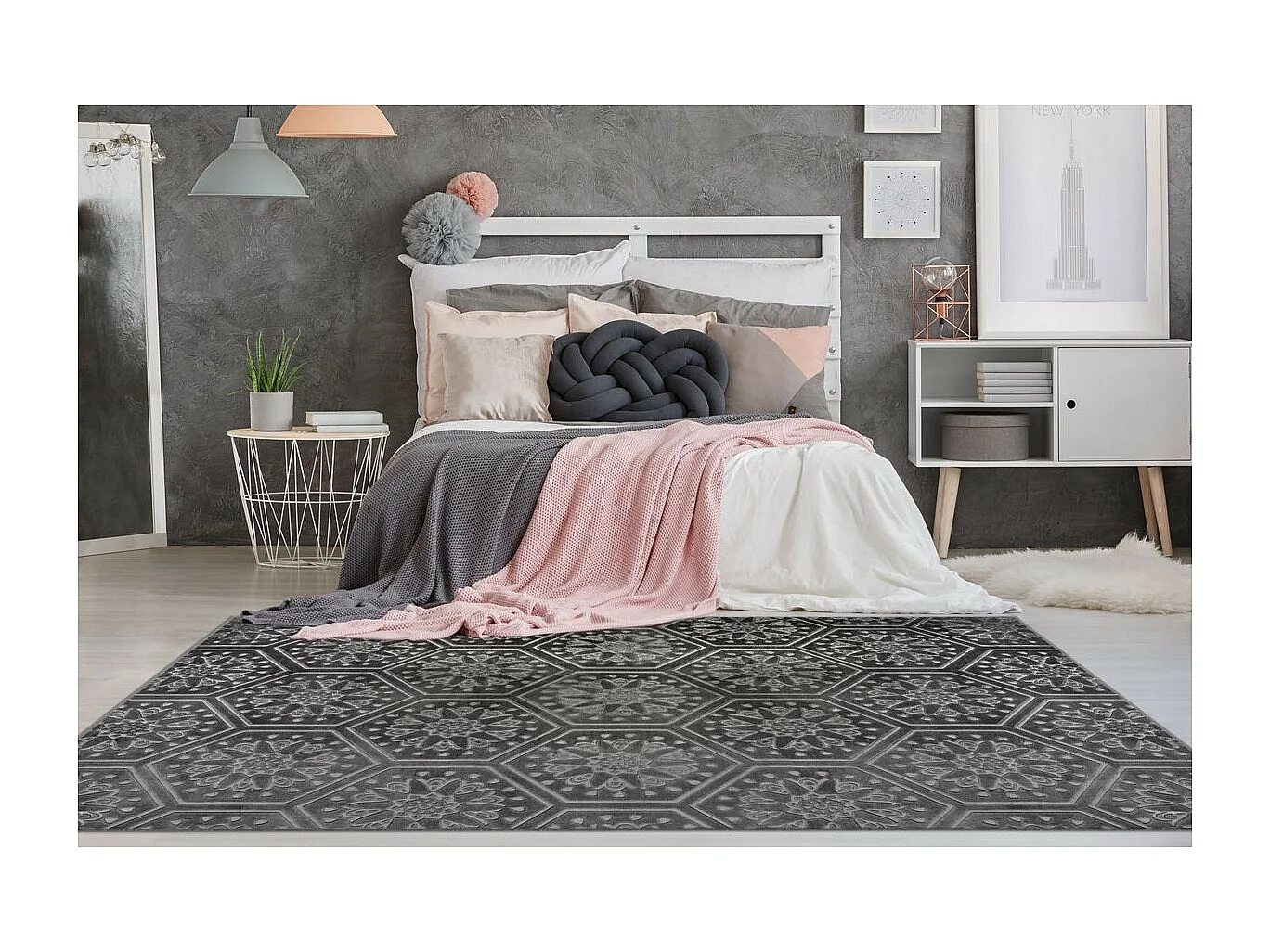 Tapis Moderne Fait Main "Monroe II" Anthracite 200 x 290 cm