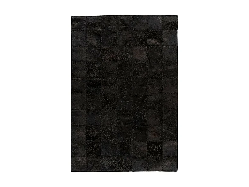 Tapis Patchwork en Cuir Fait Main "Voila" Noir 160 x 230 cm