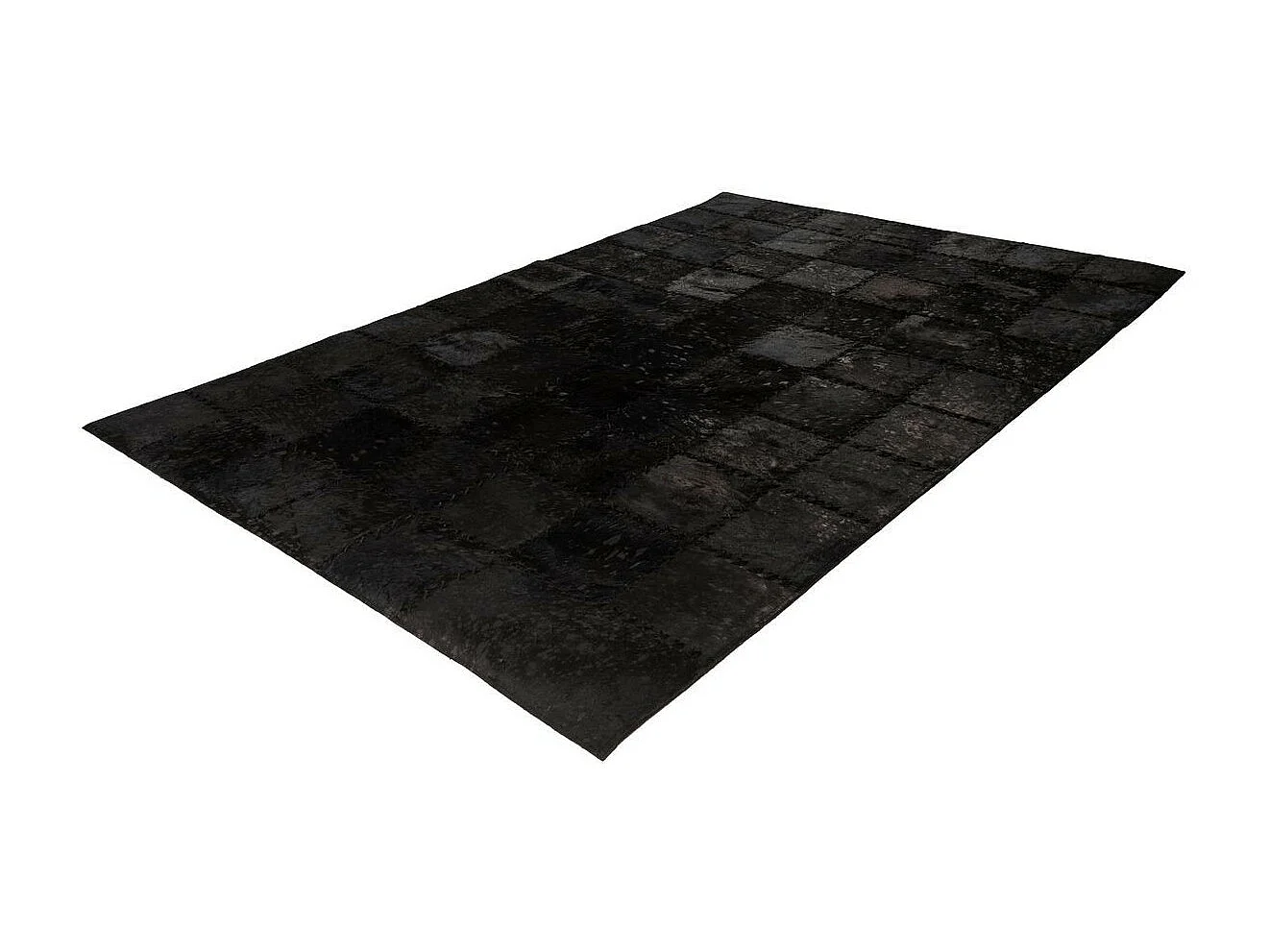 Tapis Patchwork en Cuir Fait Main "Voila" Noir 160 x 230 cm