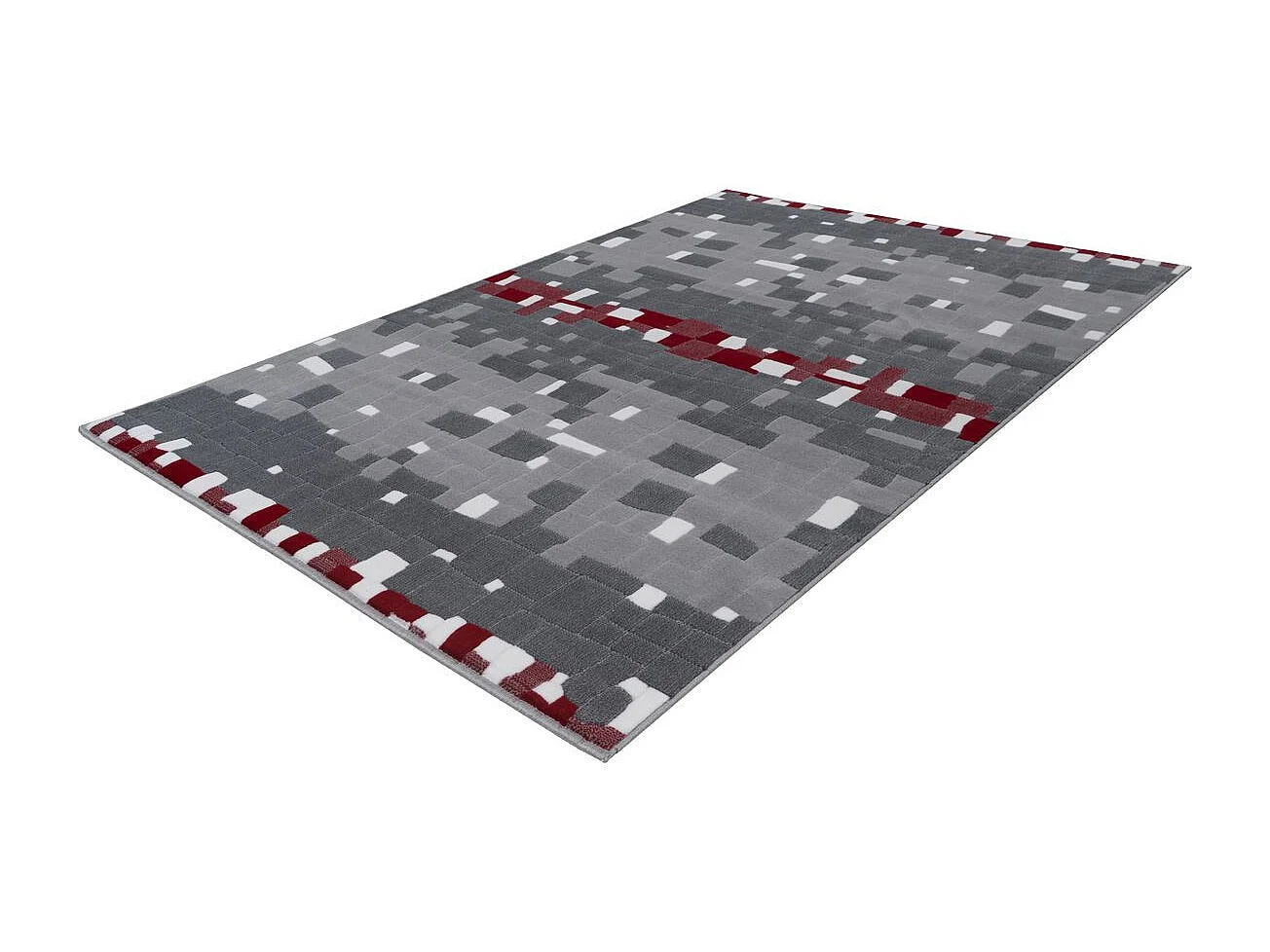 Tapis Mosaïque à Poils Courts "Vancouver II" Rouge 160 x 230 cm