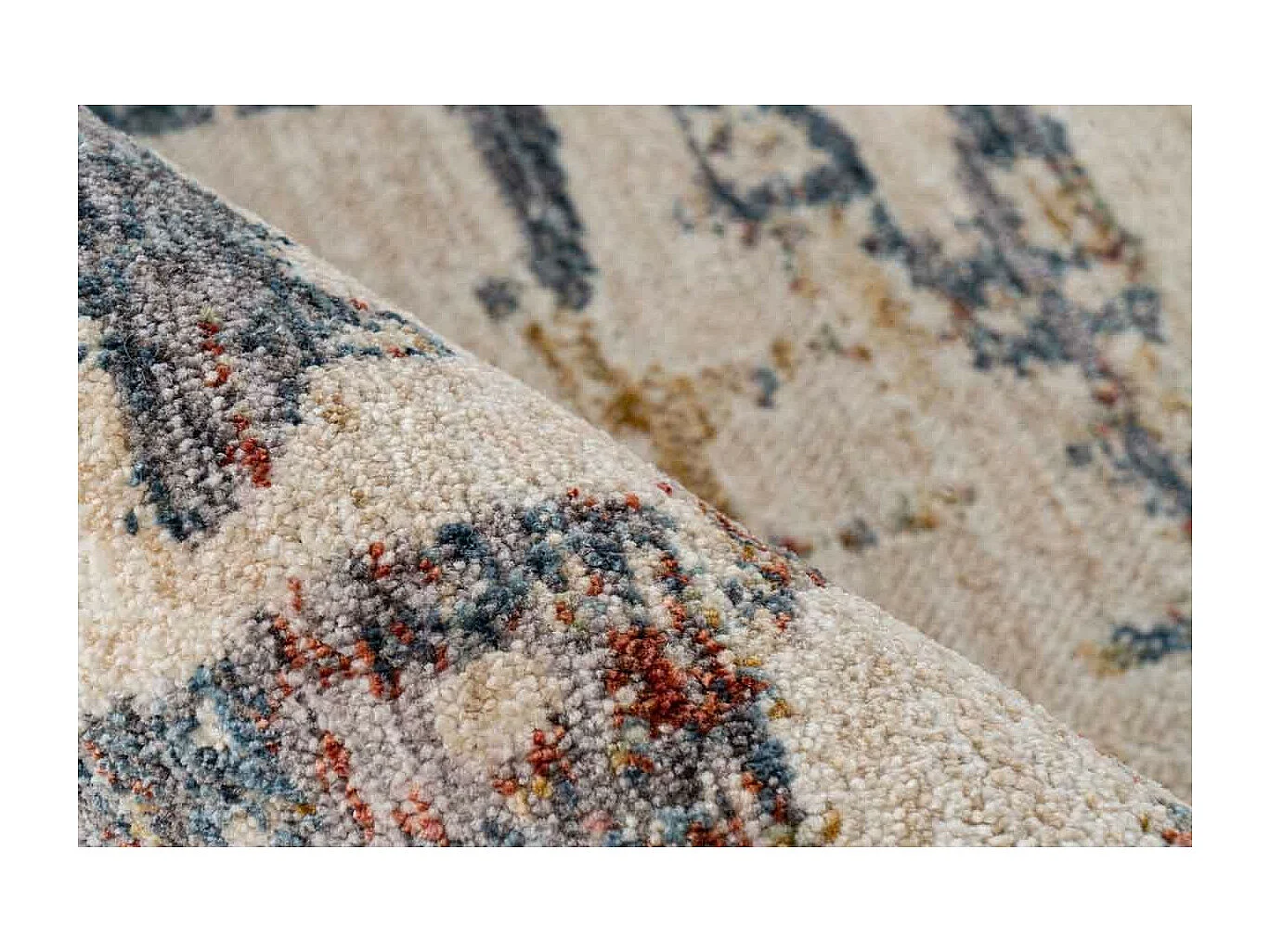 Tapis Tissé Imprimé Abstrait "Jaka" Crème 80 x 150 cm