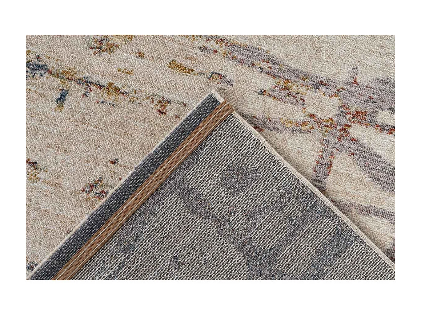 Tapis Tissé Imprimé Abstrait "Jaka" Crème 80 x 150 cm