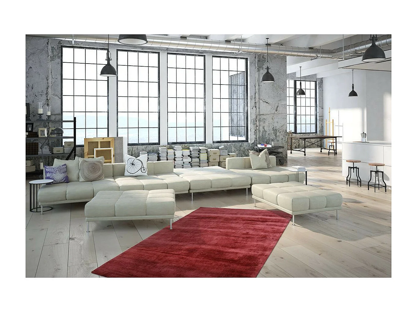 Tapis à Poils Courts Fait Main "Luxury I" Rouge 120 x 170 cm