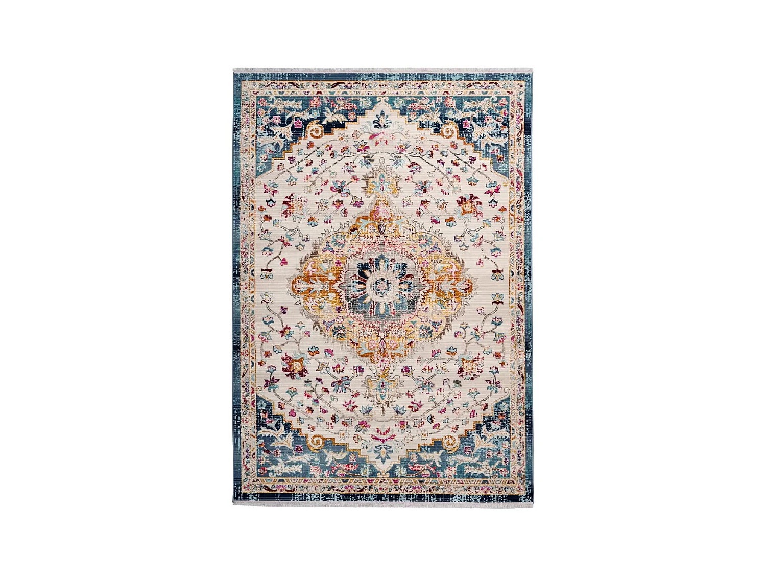 Tapis Oriental Effet Usé "Anouk" Blanc & Bleu 200 x 290 cm