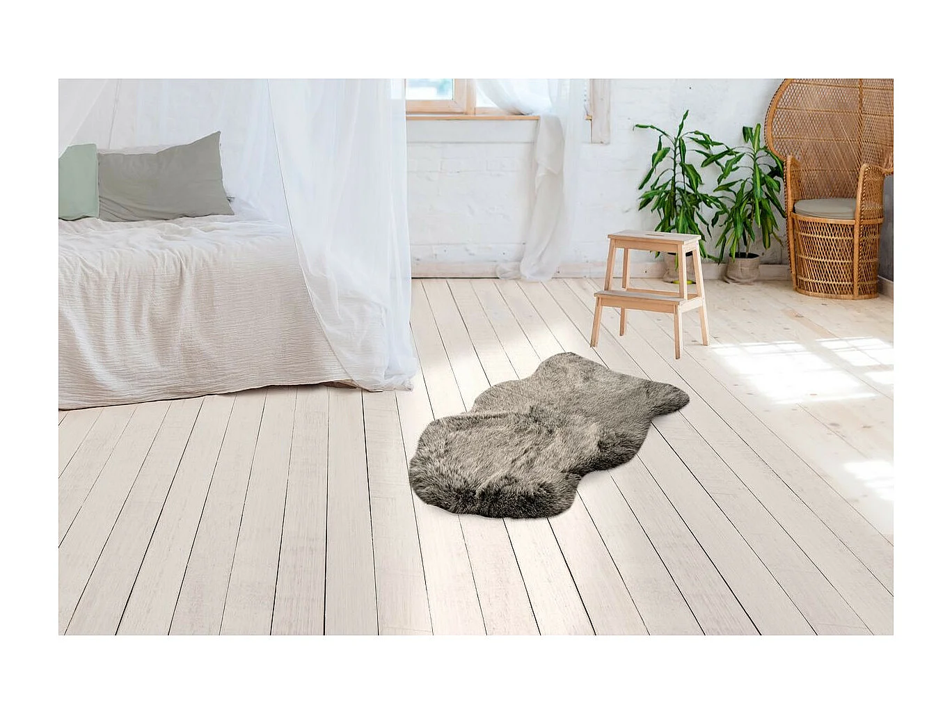 Tapis Arrondi Imitation Fourrure "Tender" Vert 60 x 90 cm