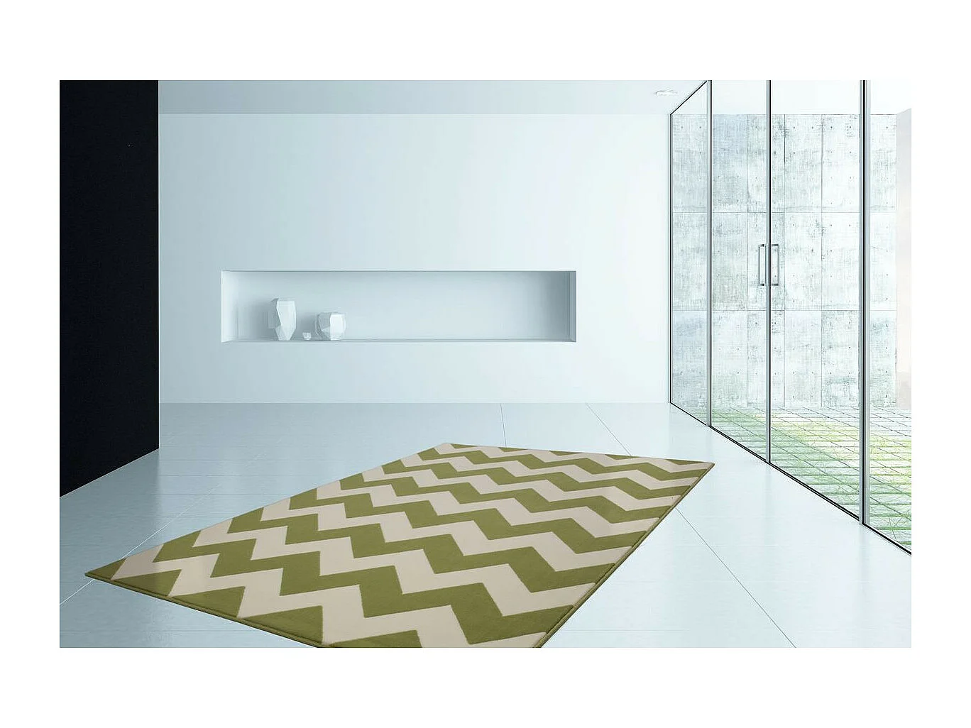 Tapis Géométrique à Poils Courts "Manolya" Vert 80 x 150 cm