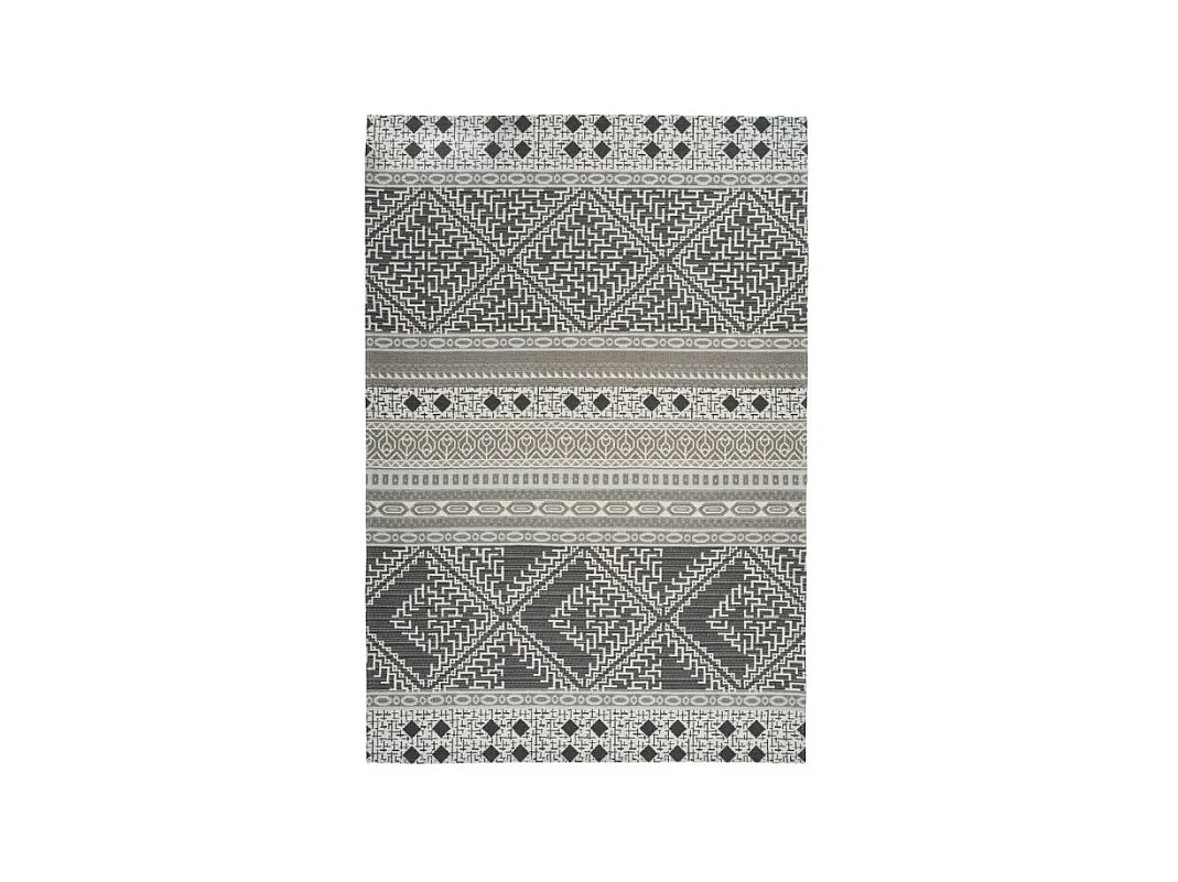 Tapis d'Extérieur Ethnique "Yoga" Taupe & Crème 120 x 170 cm