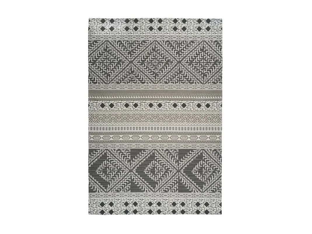 Tapis d'Extérieur Ethnique "Yoga" Taupe & Crème 120 x 170 cm