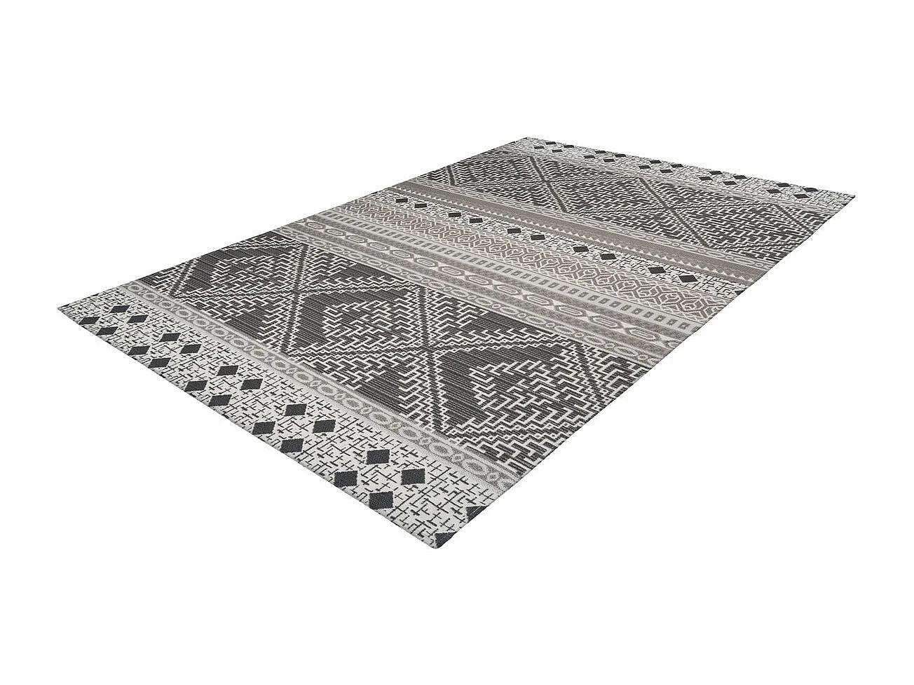 Tapis d'Extérieur Ethnique "Yoga" Taupe & Crème 120 x 170 cm