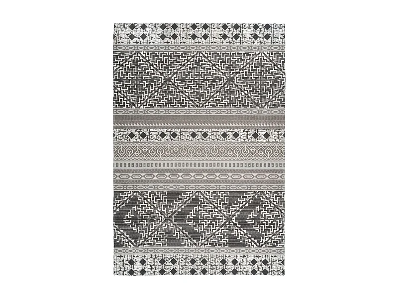 Tapis d'Extérieur Ethnique "Yoga" Taupe & Crème 120 x 170 cm