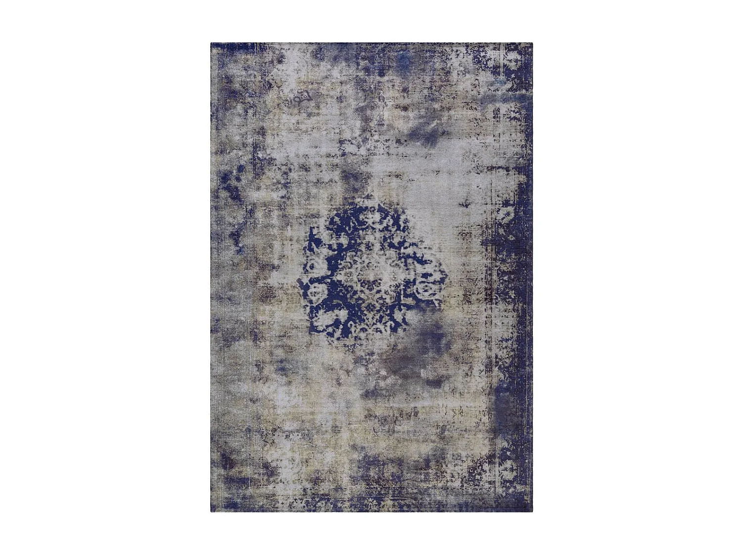 Tapis Rétro à Poils Courts "Vintage" Bleu 140 x 200 cm
