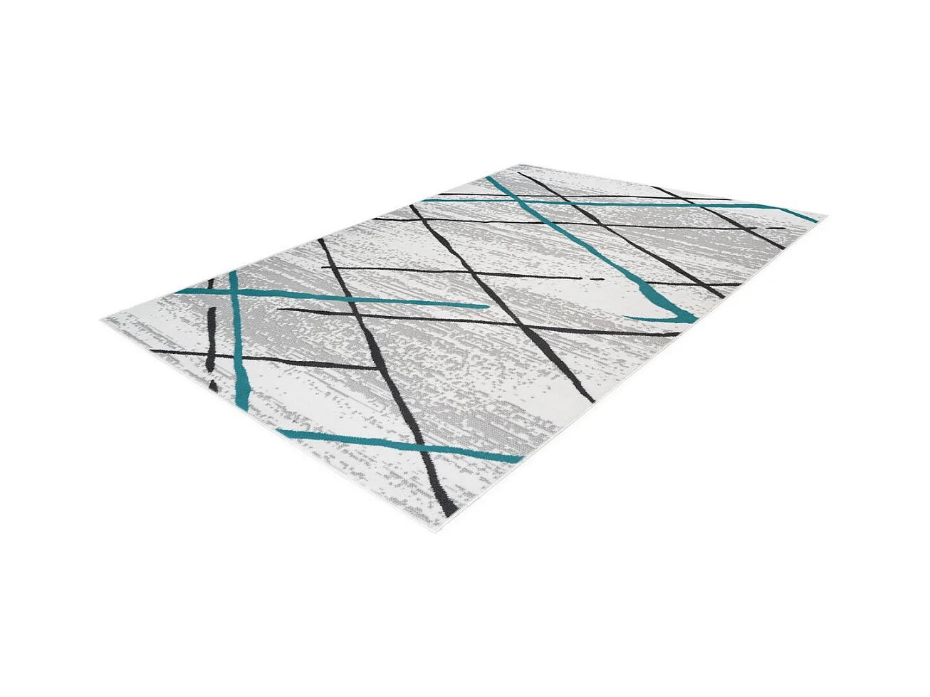 Tapis Rayures à Poils Courts "Vancouver I" Turquoise 200 x 290 cm