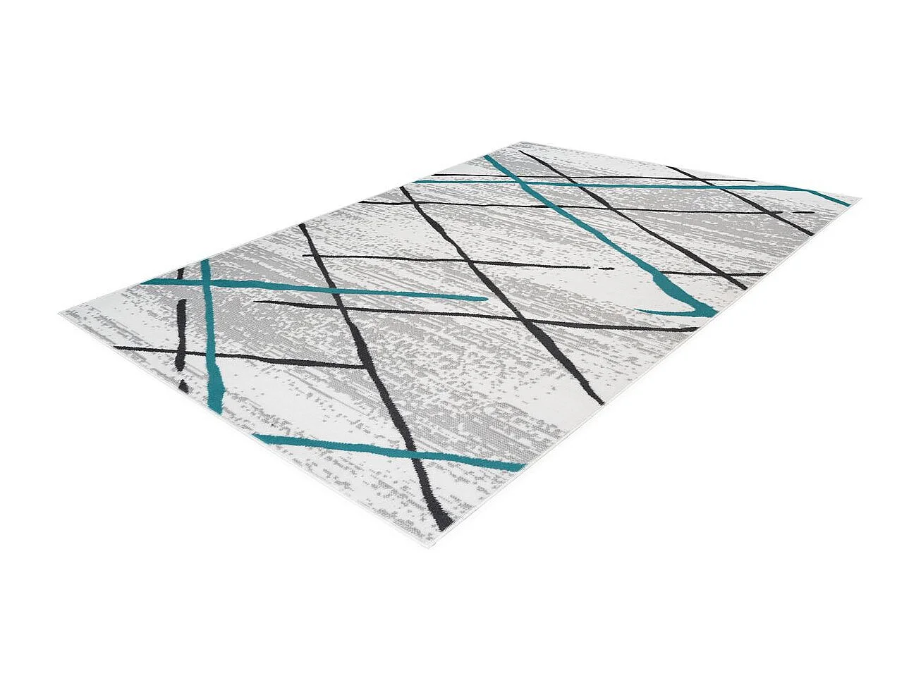 Tapis Rayures à Poils Courts "Vancouver I" Turquoise 200 x 290 cm