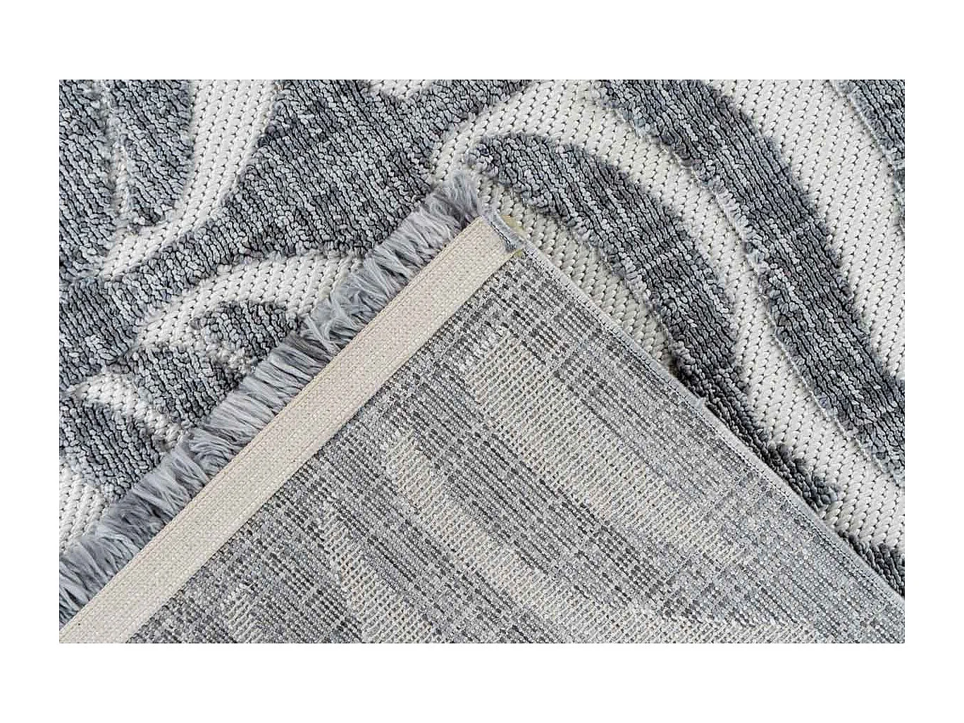 Tapis Tissé Ethnique à Poils Courts "Sarai II" Gris 80 x 150 cm