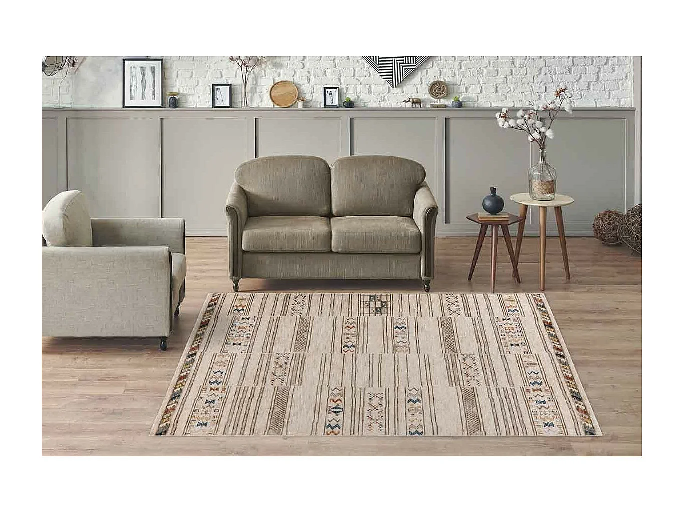 Tapis Tissé Imprimé Ethnique "Jaka" Multicolore 80 x 150 cm