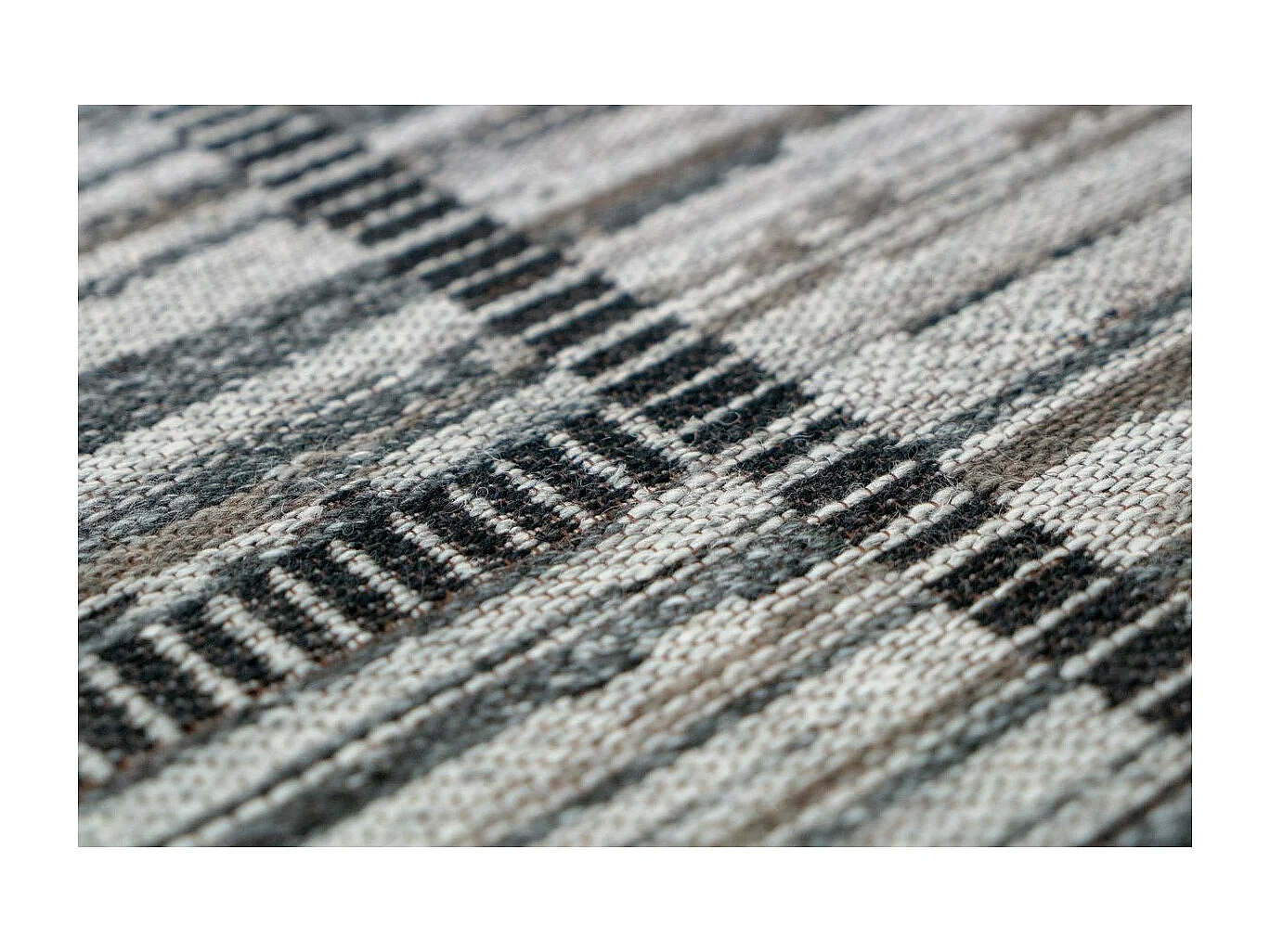 Tapis Imprimé Jacquard "Phoenix" Naturel & Gris 80 x 150 cm