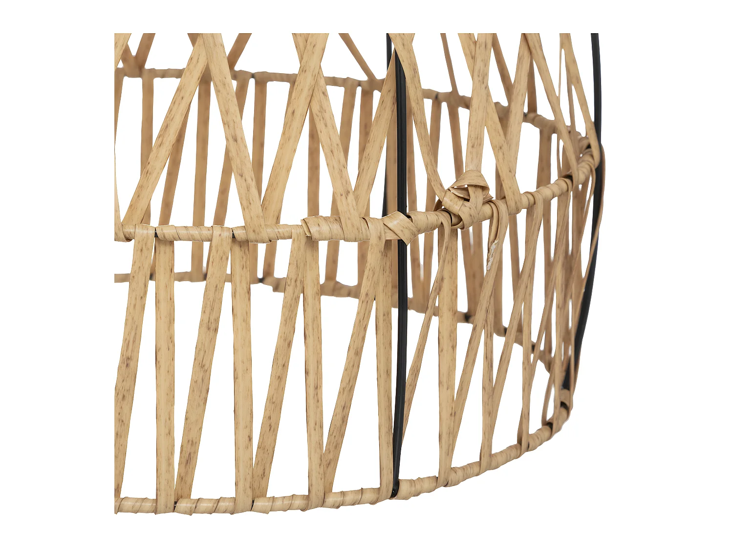 Lampe solaire en métal noir et aspect rotin D 30 x H 32 cm à poser ou à suspendre