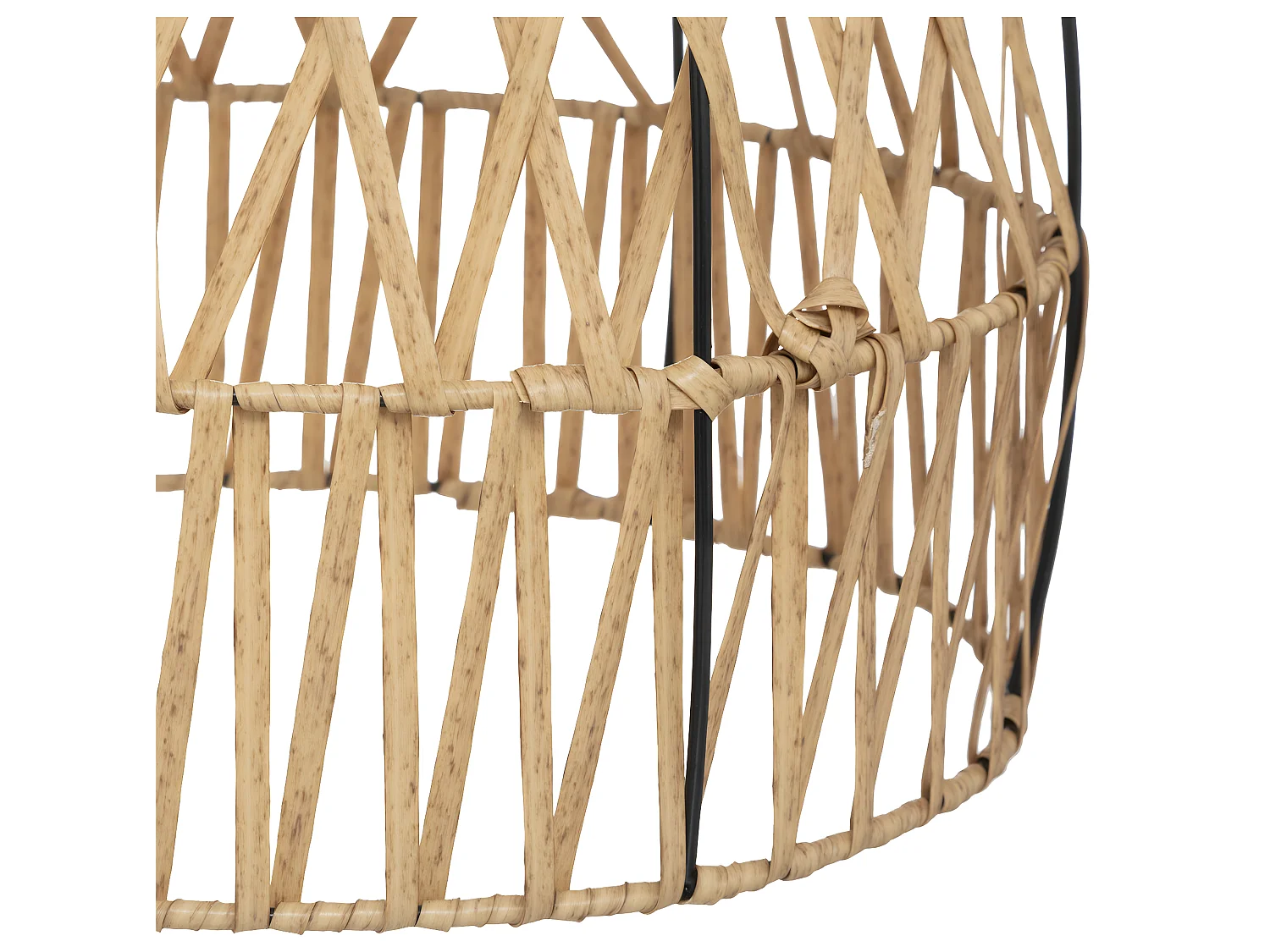 Lampe solaire en métal noir et aspect rotin D 30 x H 32 cm à poser ou à suspendre