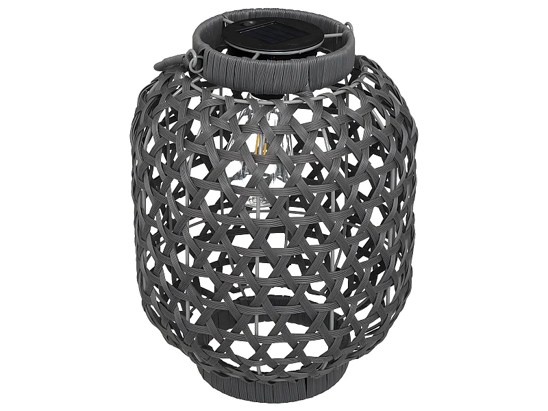 Lampe solaire en métal gris D 23 x H 32 cm à poser ou à suspendre