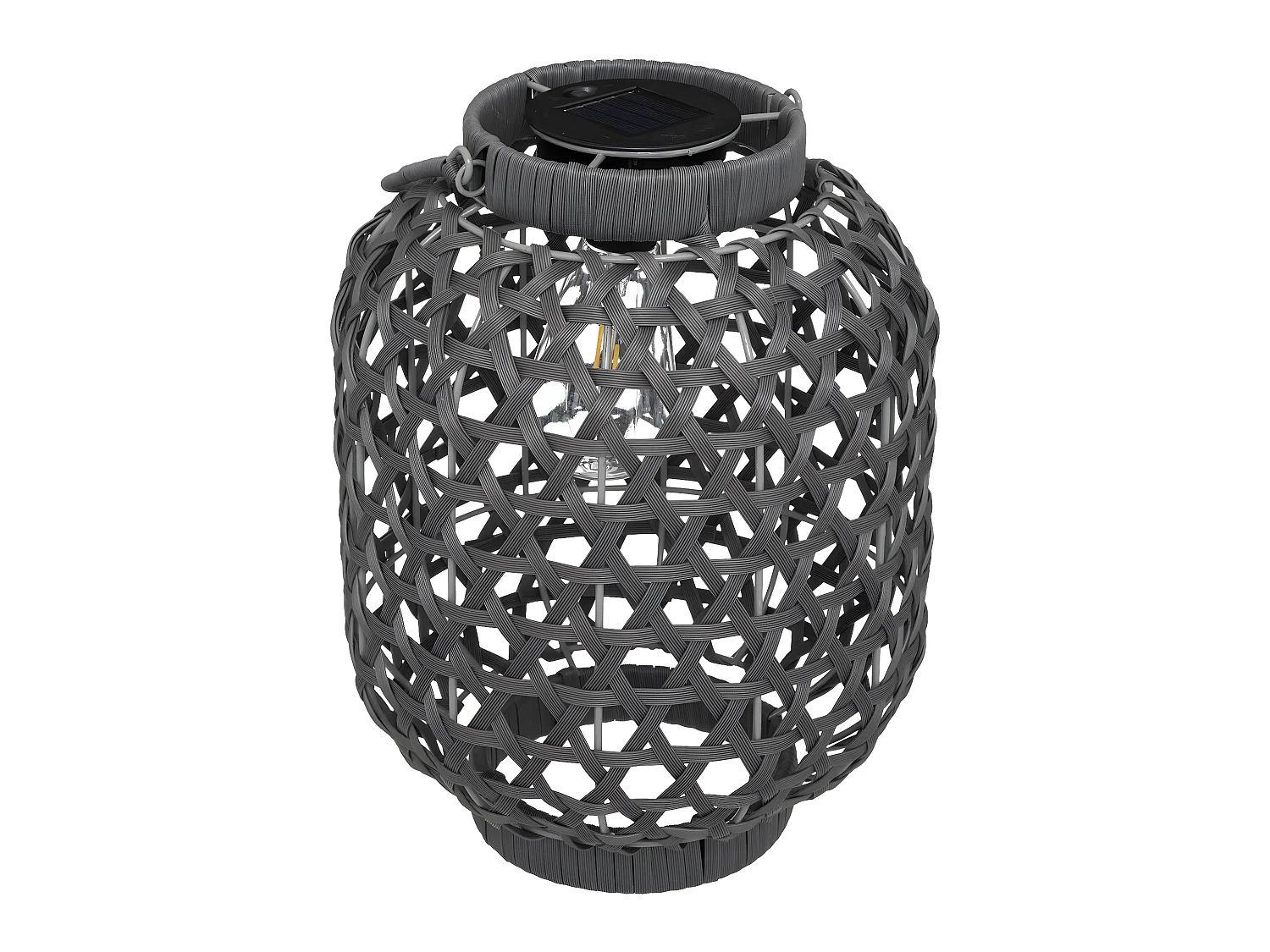 Lampe solaire en métal gris D 23 x H 32 cm à poser ou à suspendre