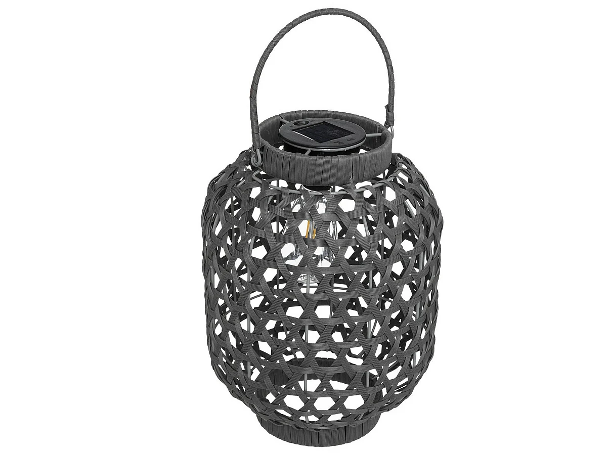 Lampe solaire en métal gris D 23 x H 32 cm à poser ou à suspendre