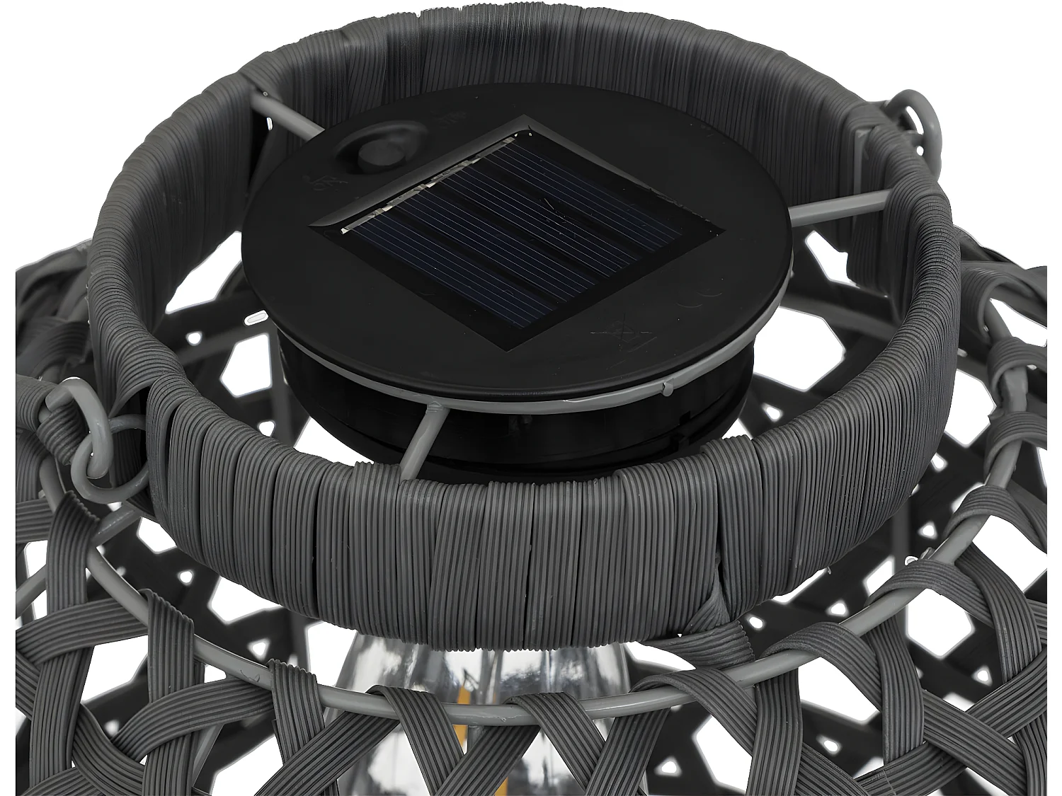 Lampe solaire en métal gris D 23 x H 32 cm à poser ou à suspendre