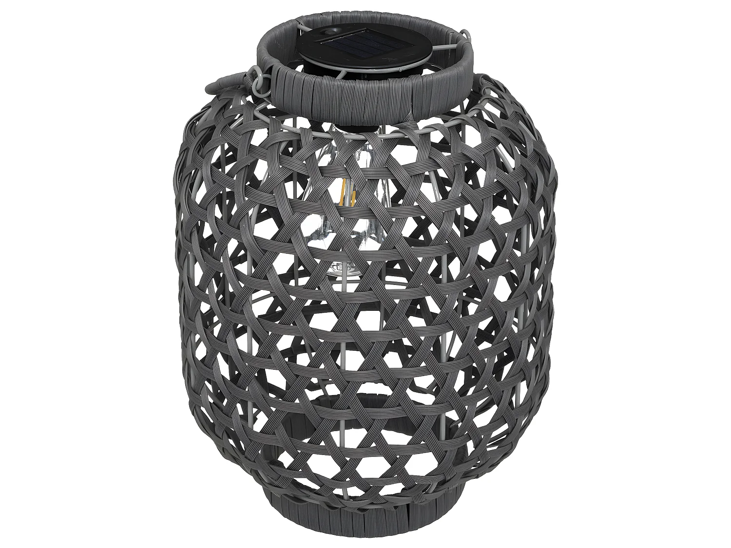 Lampe solaire en métal gris D 23 x H 32 cm à poser ou à suspendre