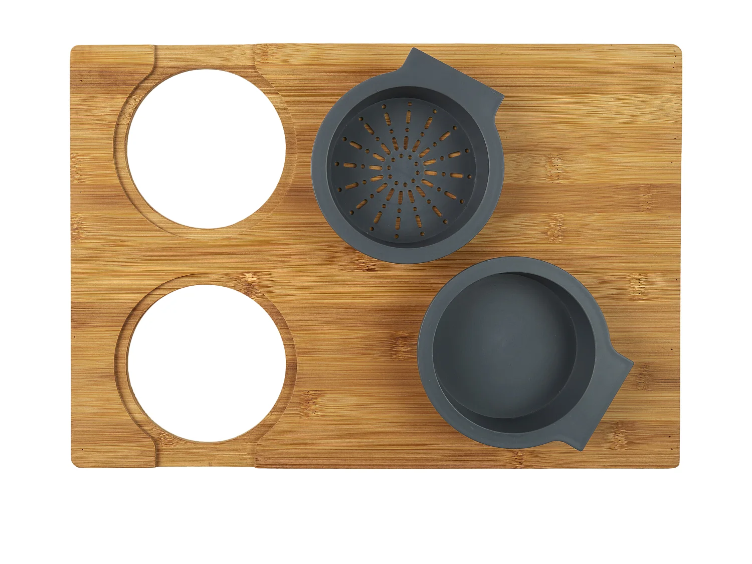 Planche A Decouper Avec Egouttoir Et Recipient Marron, Gris