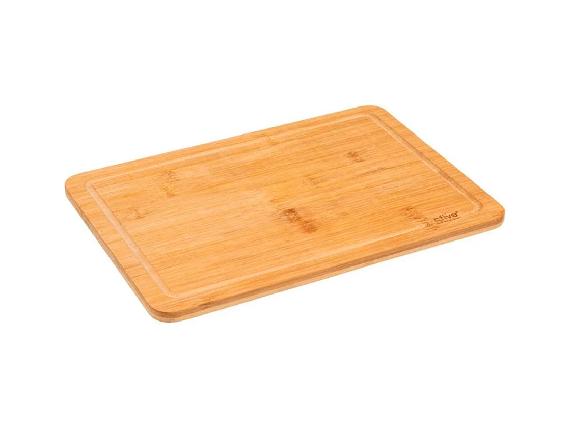 Conjunto de tabla + 3 cuchillos bambú natural/inox