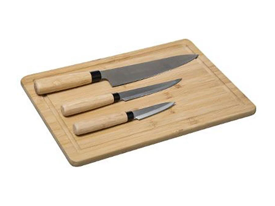 Planche à Découper & Couteaux "Bambou" 35cm Naturel