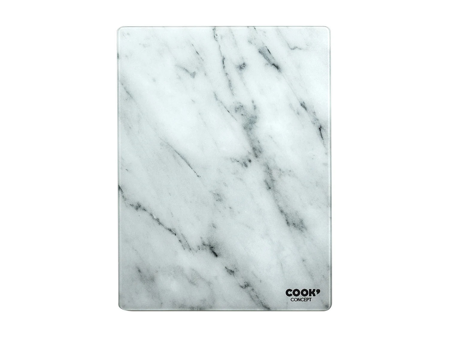 Planche A Decouper En Verre Effet Marbre Noir, Blanc