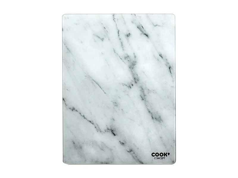 Planche A Decouper En Verre Effet Marbre Noir, Blanc