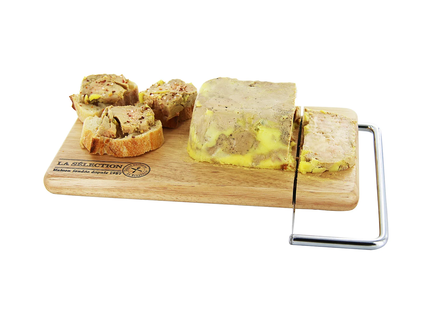 Coupe Fromage Et Foie Gras Socle Bois Beige, Argent