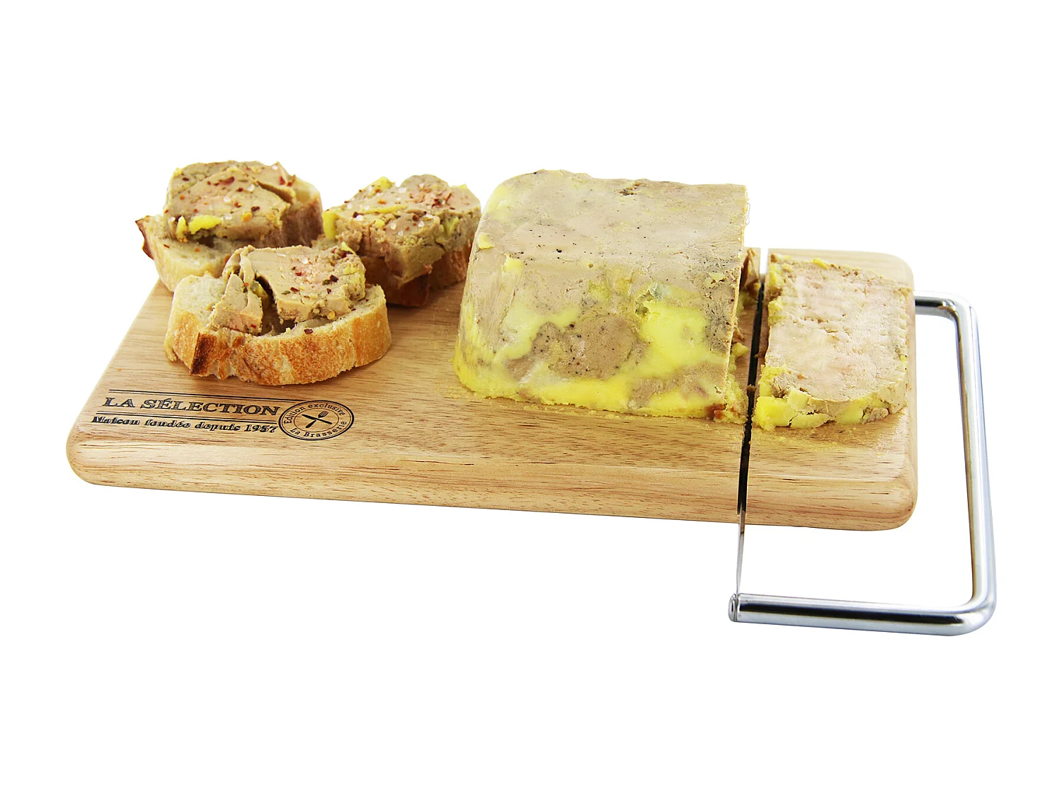 Coupe Fromage Et Foie Gras Socle Bois Beige, Argent