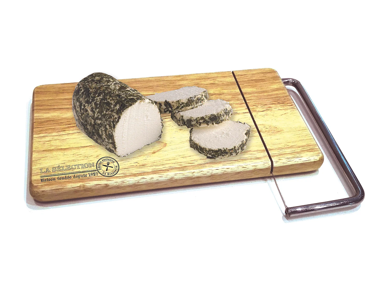 Coupe Fromage Et Foie Gras Socle Bois Beige, Argent