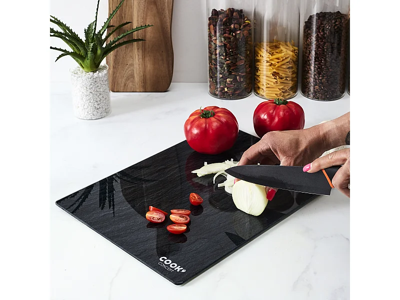 Planche A Decouper En Verre Effet Ardoise Noir