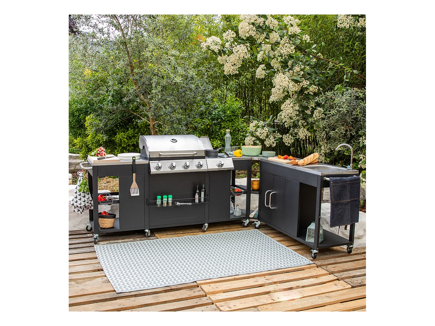 Cuisine d'angle d'extérieur TEXAS - 4+1 brûleurs - HAPPY GARDEN
