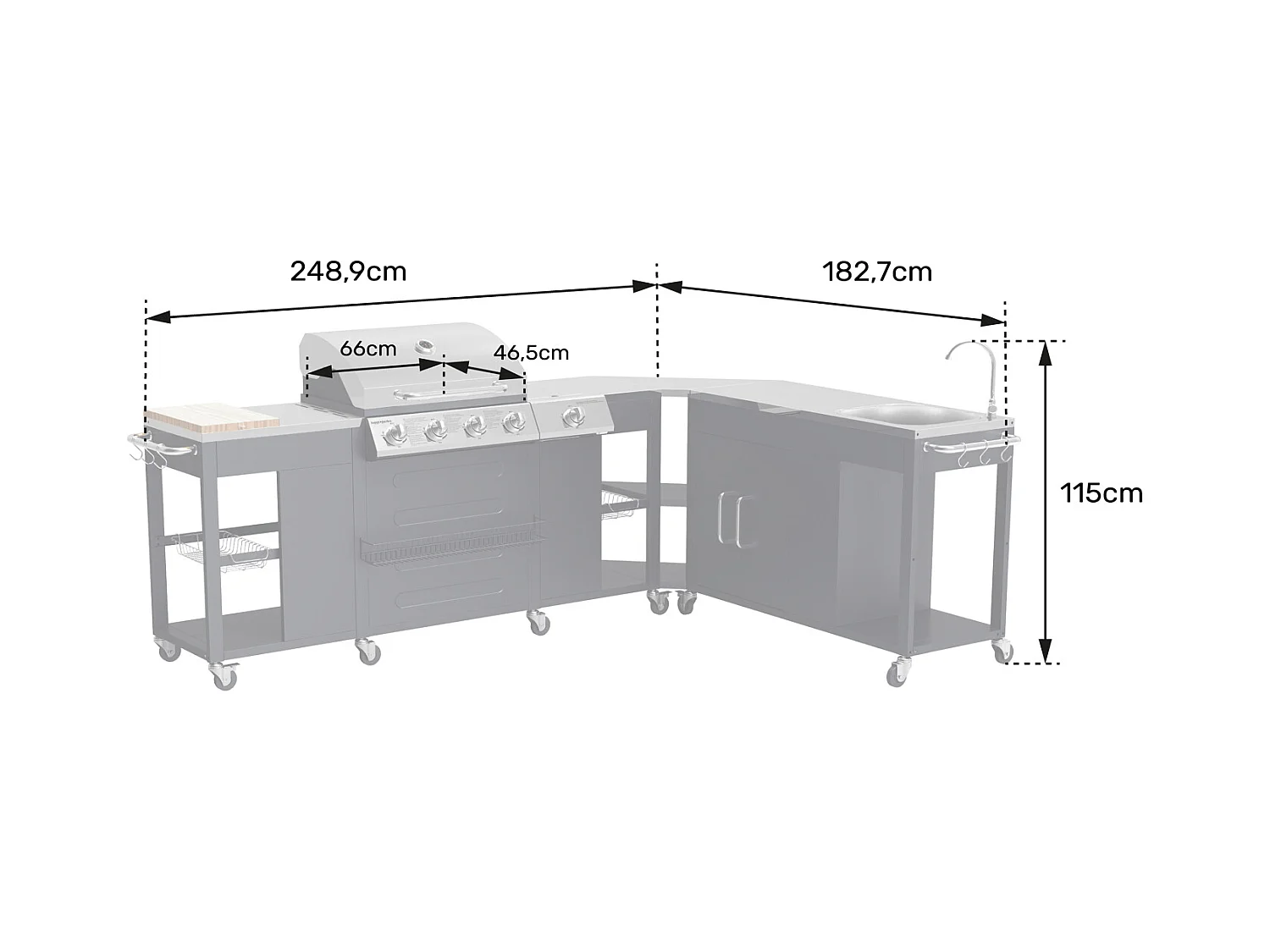 Cuisine d'angle d'extérieur TEXAS - 4+1 brûleurs - HAPPY GARDEN