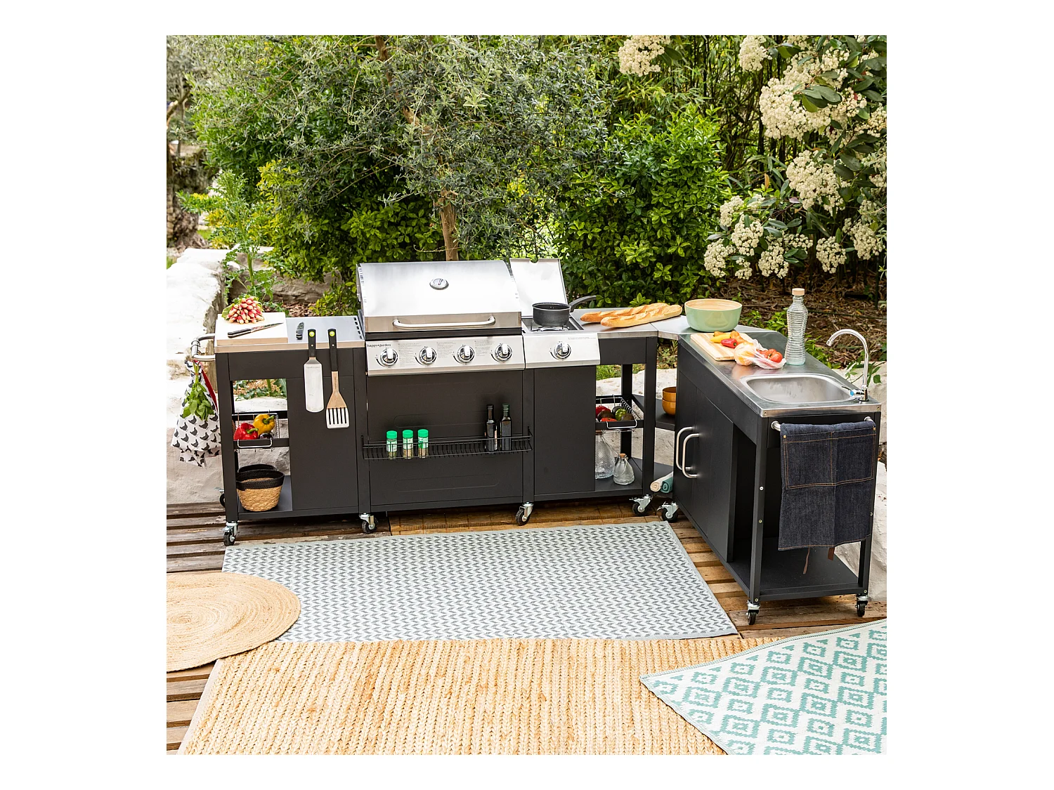 Cuisine d'angle d'extérieur TEXAS - 4+1 brûleurs - HAPPY GARDEN