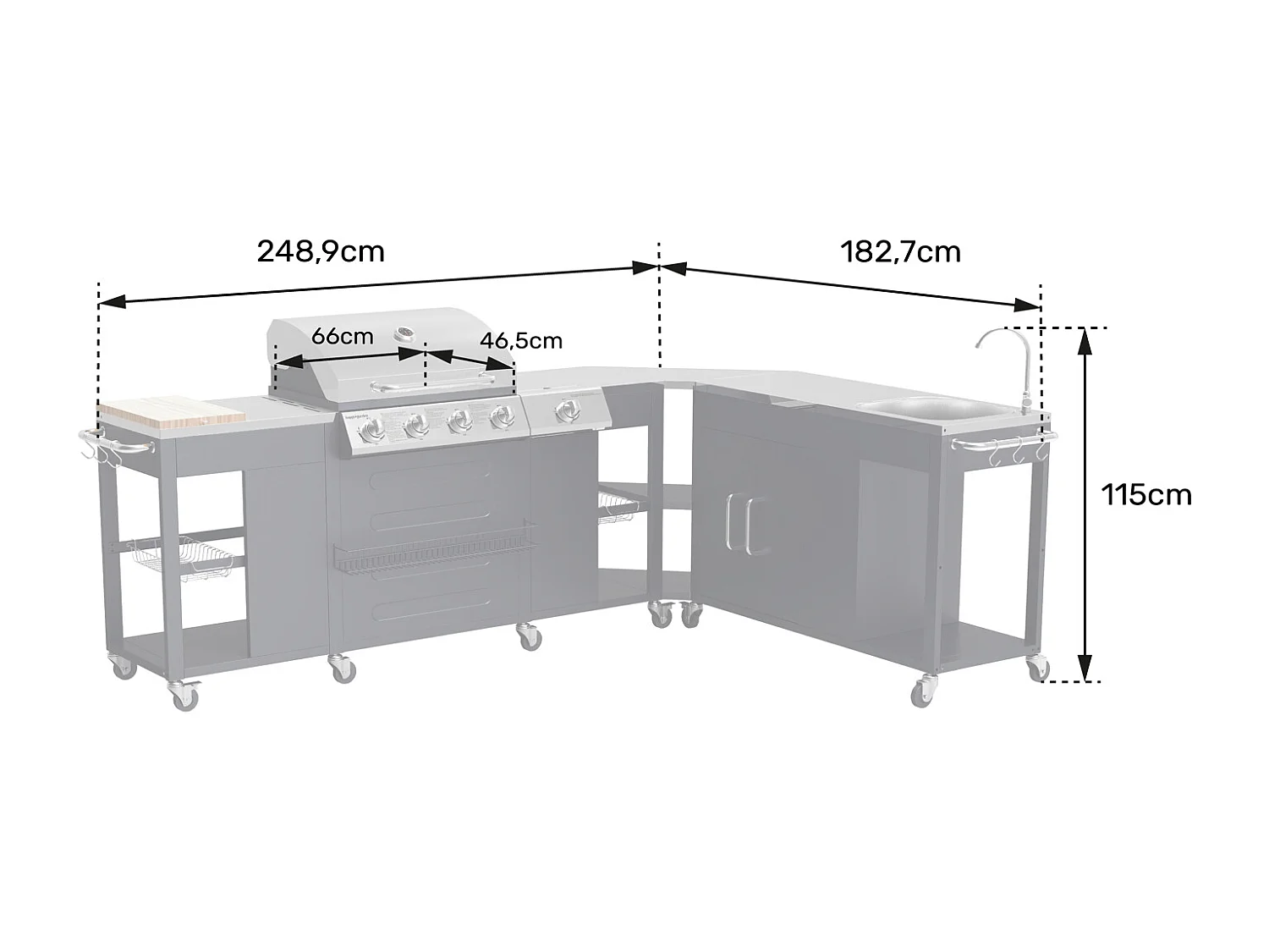 TEXAS buitenhoekkeuken - 4+1 branders