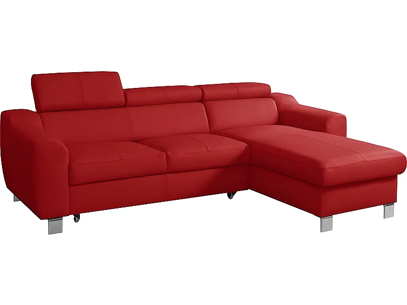 Canapé d'angle convertible en cuir italien de luxe 5 places ASTORIA, rouge foncé, angle droit