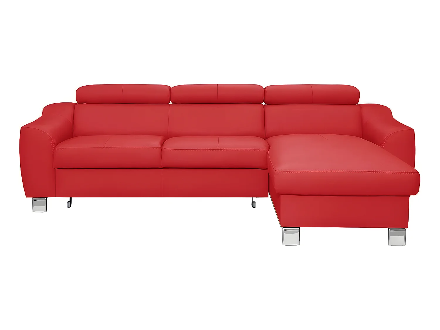Hoekbank met slaapfunctie van luxe Italiaans leer ASTORIA, 5 zitplaatsen, donkerrood met opbergruimte