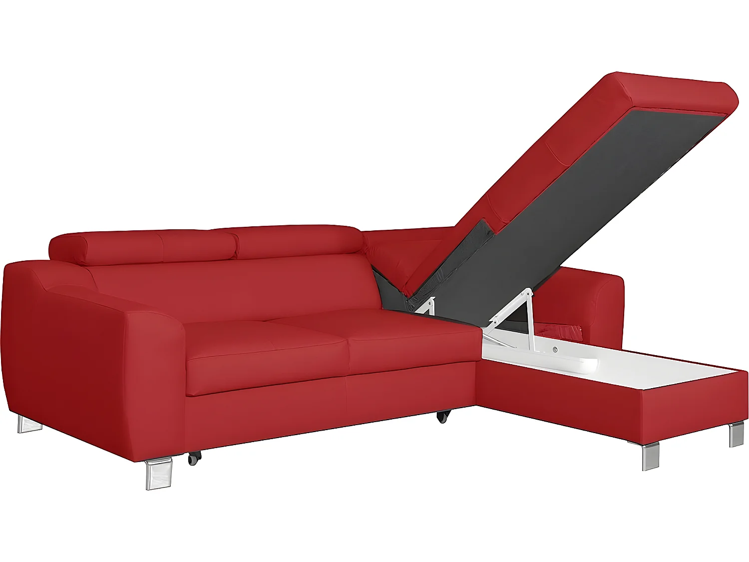 Canapé d'angle convertible en cuir italien de luxe 5 places ASTORIA, rouge foncé, angle droit